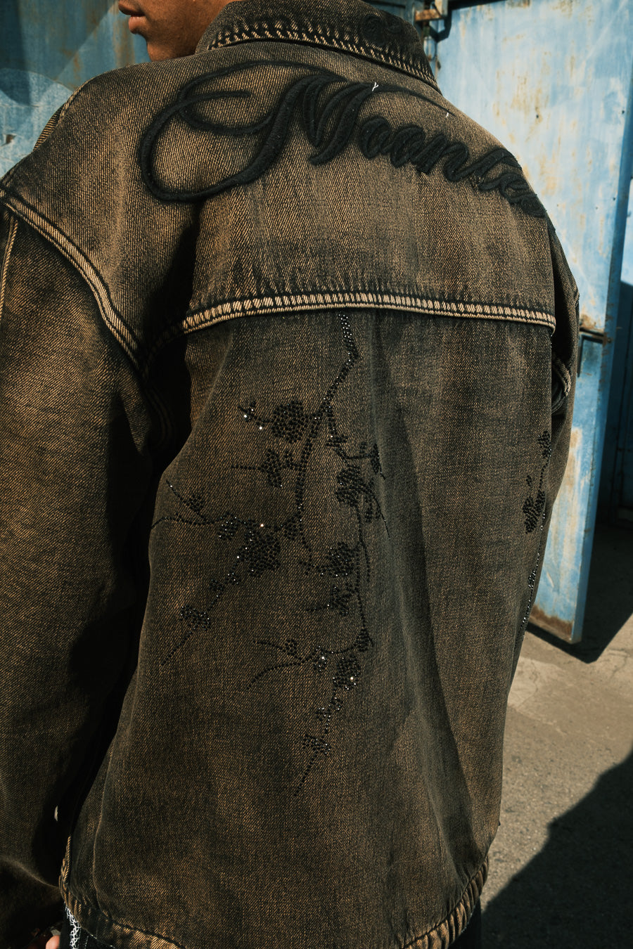 BROWN - SANS LUMIERE PERSISTANT - Studded Contrast Denim - Clip Jacket