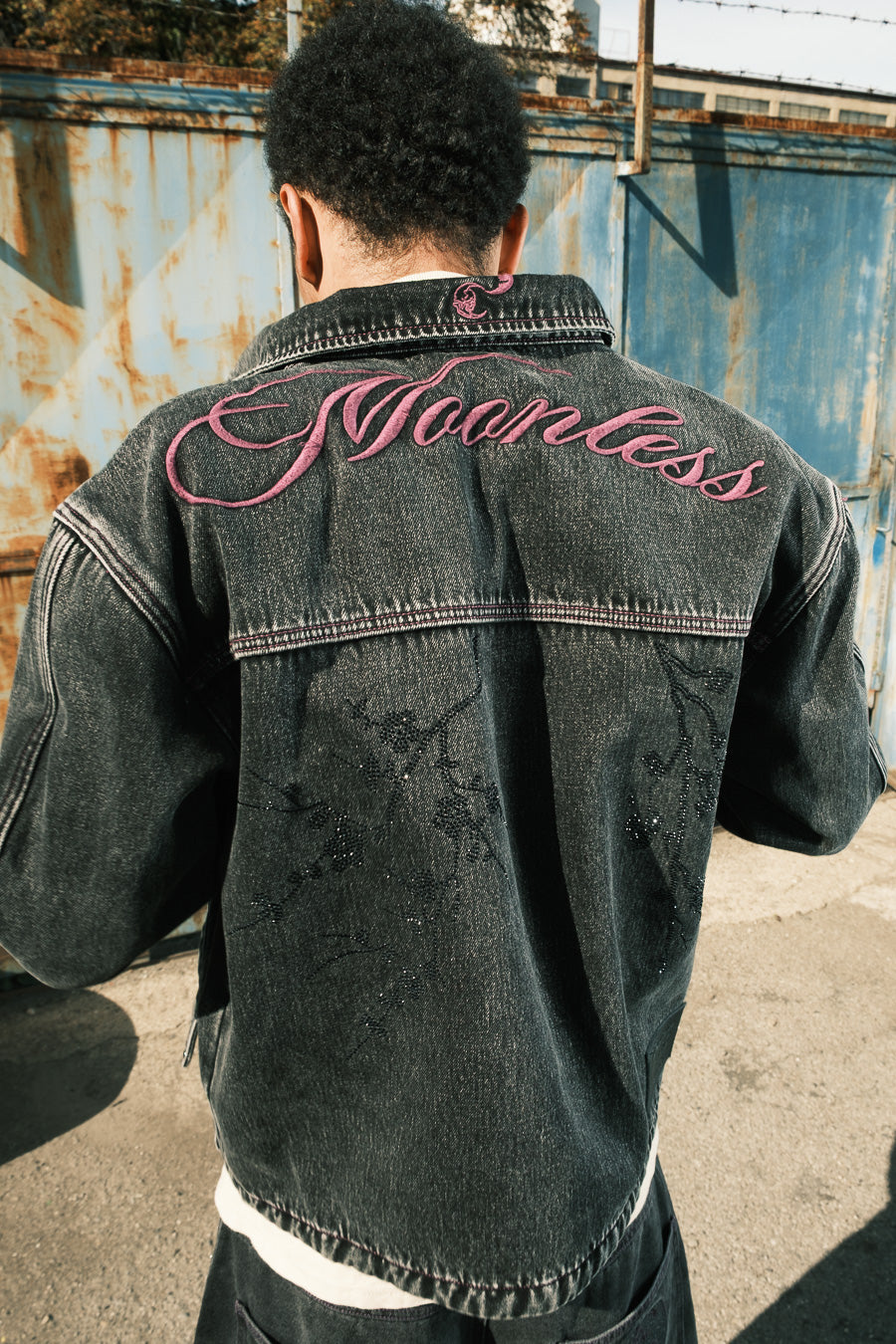 PURPLE - SANS LUMIERE PERSISTANT - Studded Contrast Denim - Clip Jacket