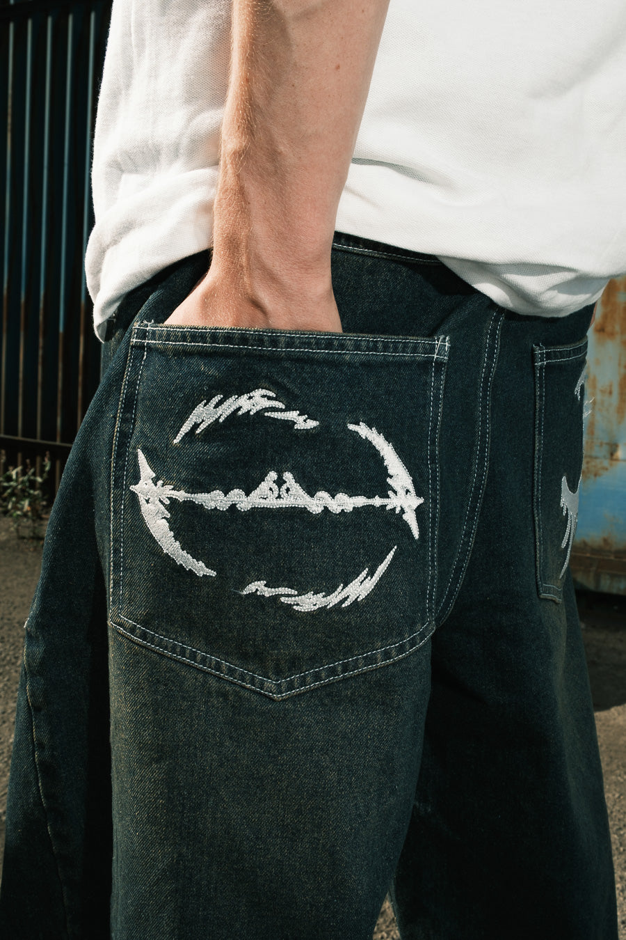 HAZE - Navy Mud Wash - Baggy Jeans