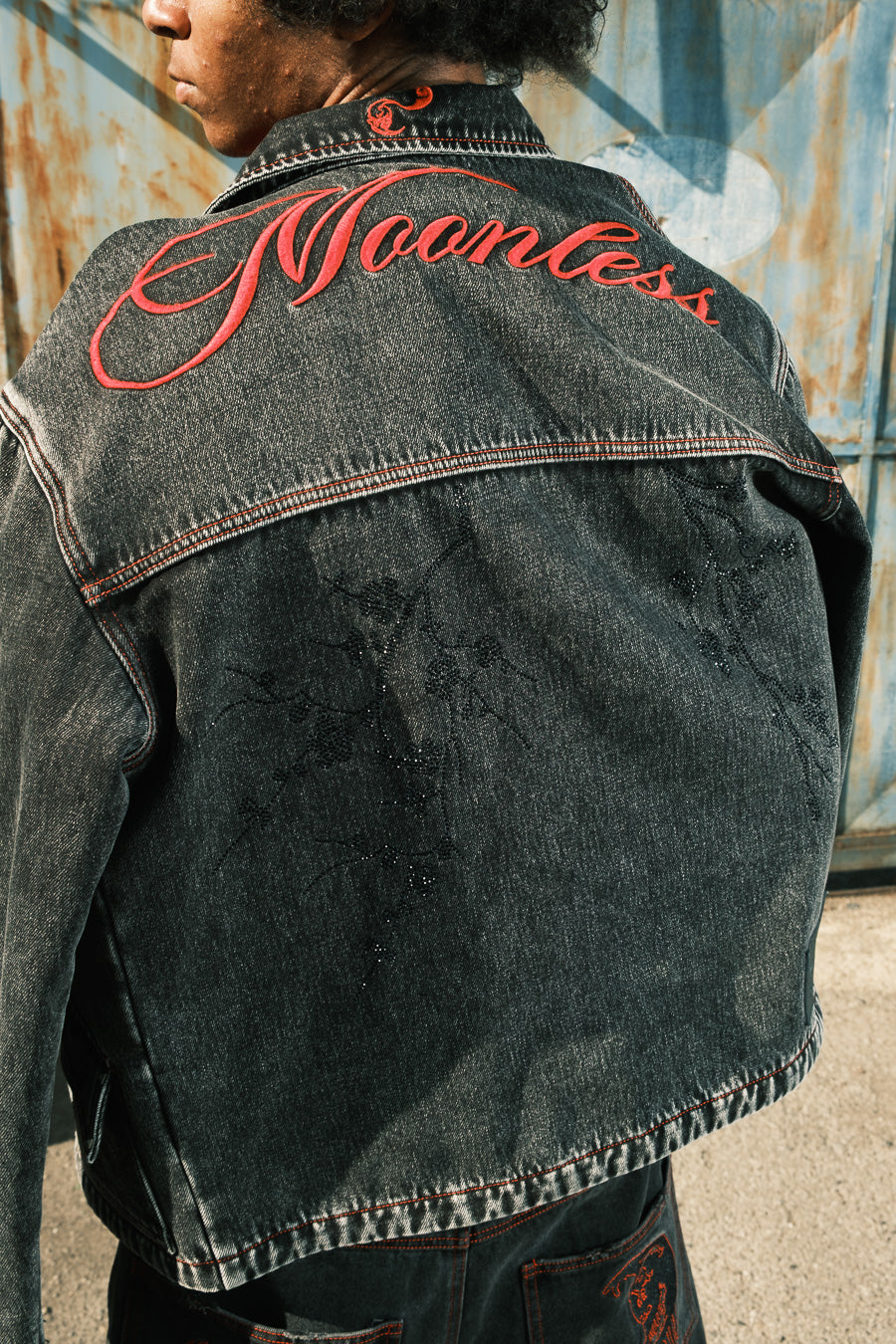 RED - SANS LUMIERE PERSISTANT - Studded Contrast Denim - Clip Jacket