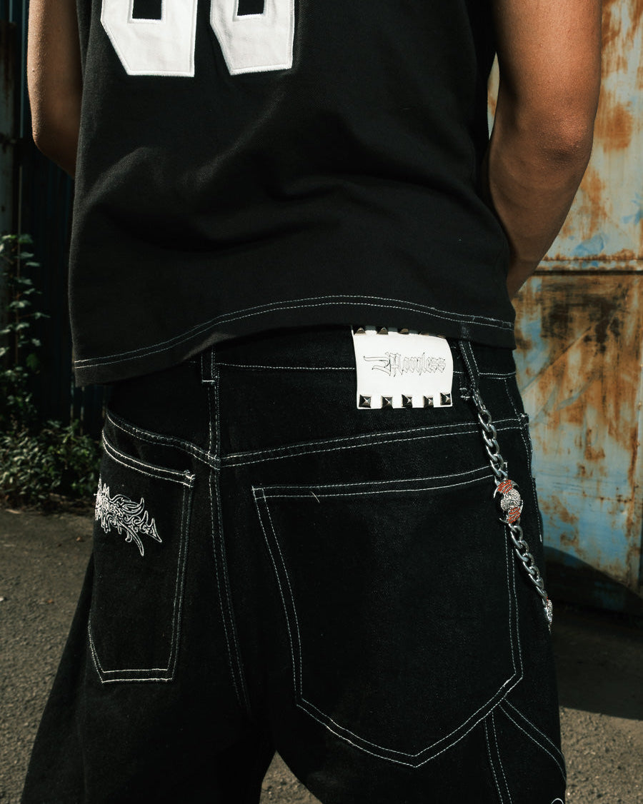MINUTE - Raw Black Denim - Baggy Jeans