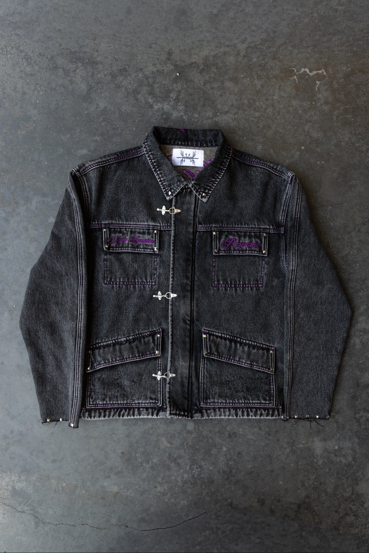 PURPLE - SANS LUMIERE PERSISTANT - Studded Contrast Denim - Clip Jacket