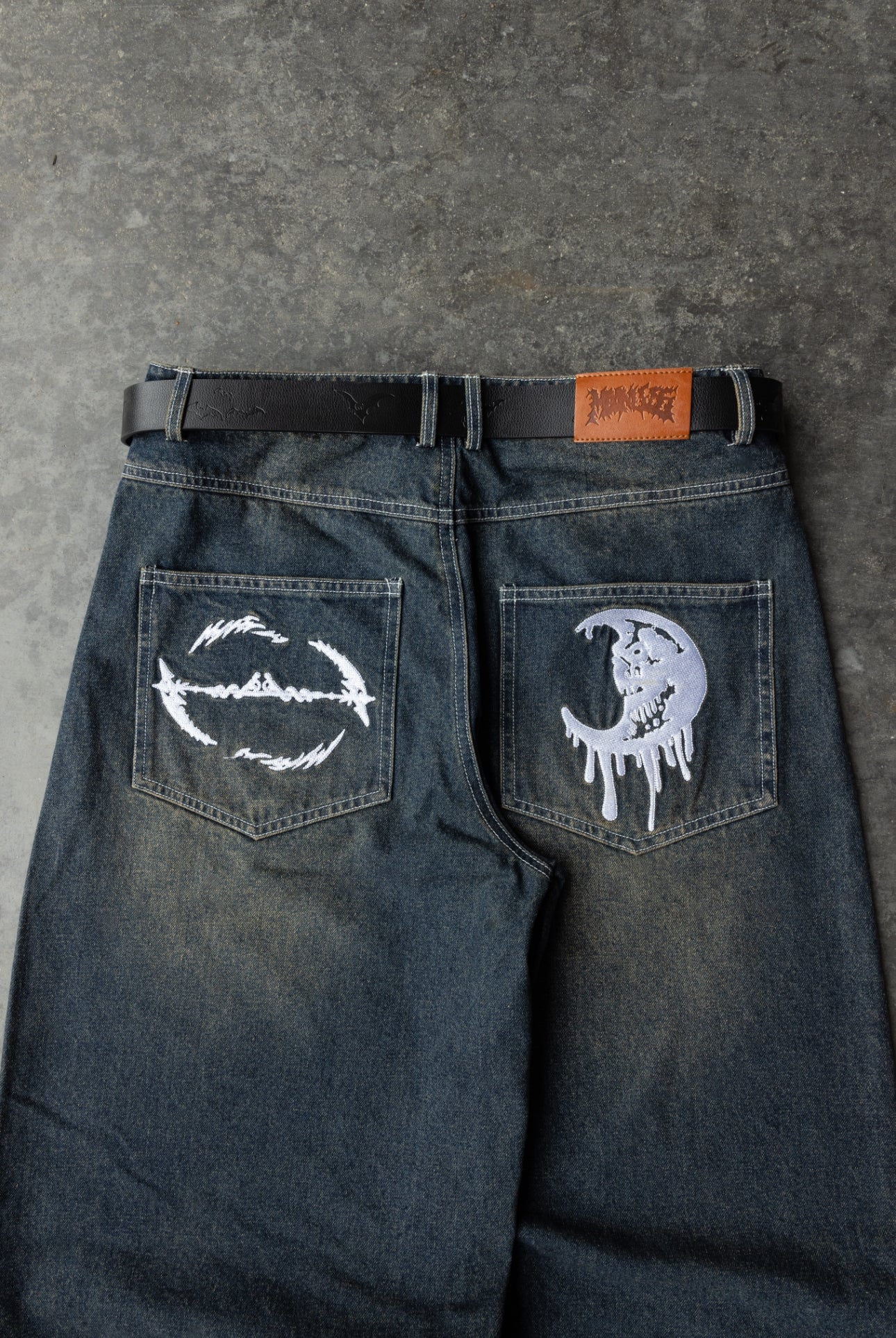 HAZE - Navy Mud Wash - Baggy Jeans