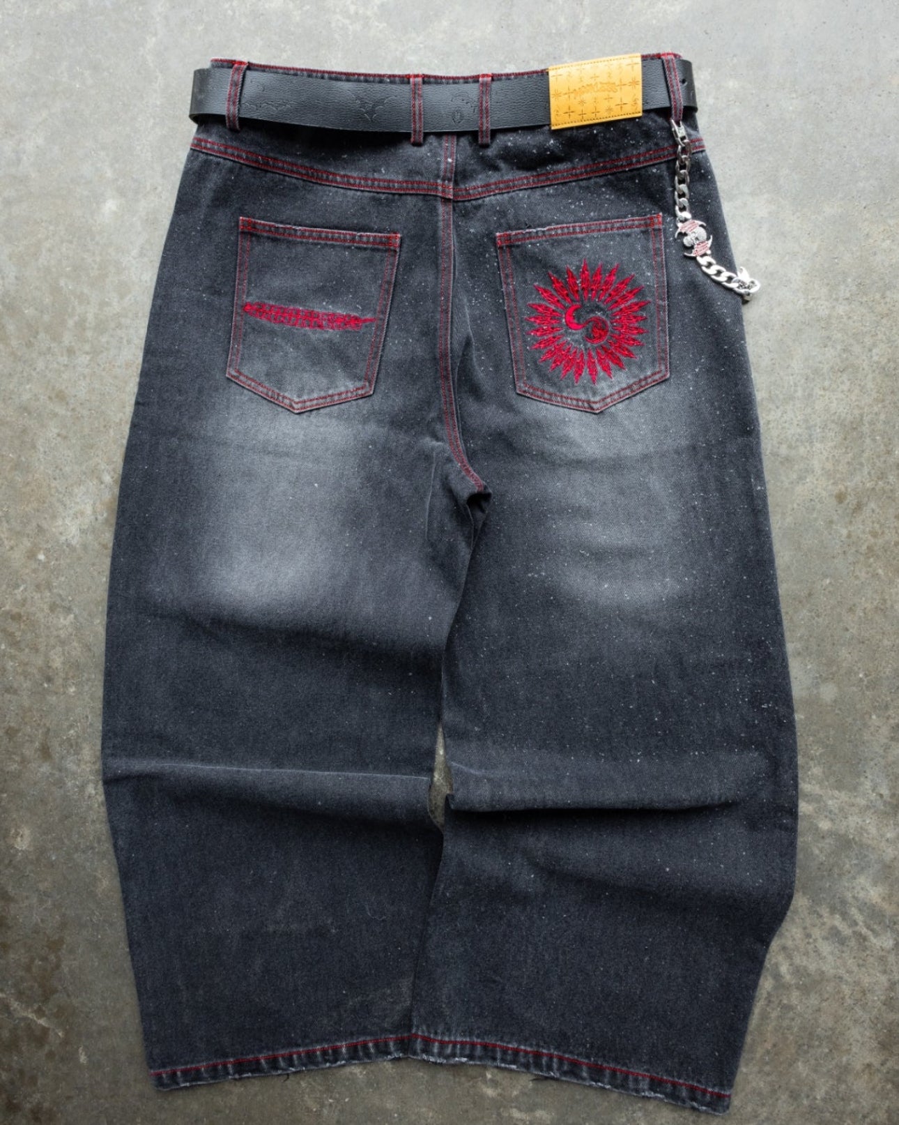 RED - CONTRAST DENIM - Baggy Pants