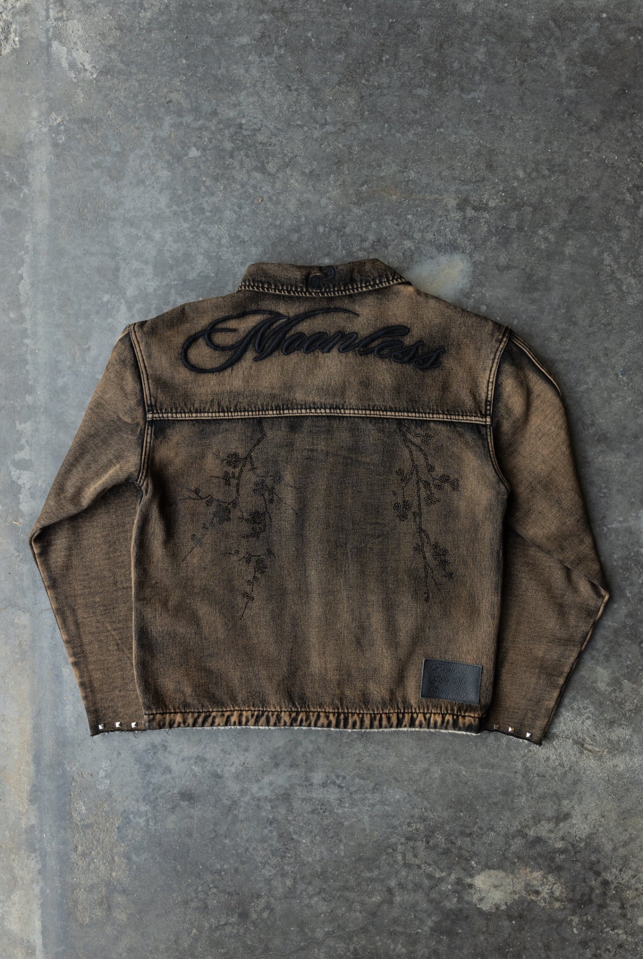 BROWN - SANS LUMIERE PERSISTANT - Studded Contrast Denim - Clip Jacket