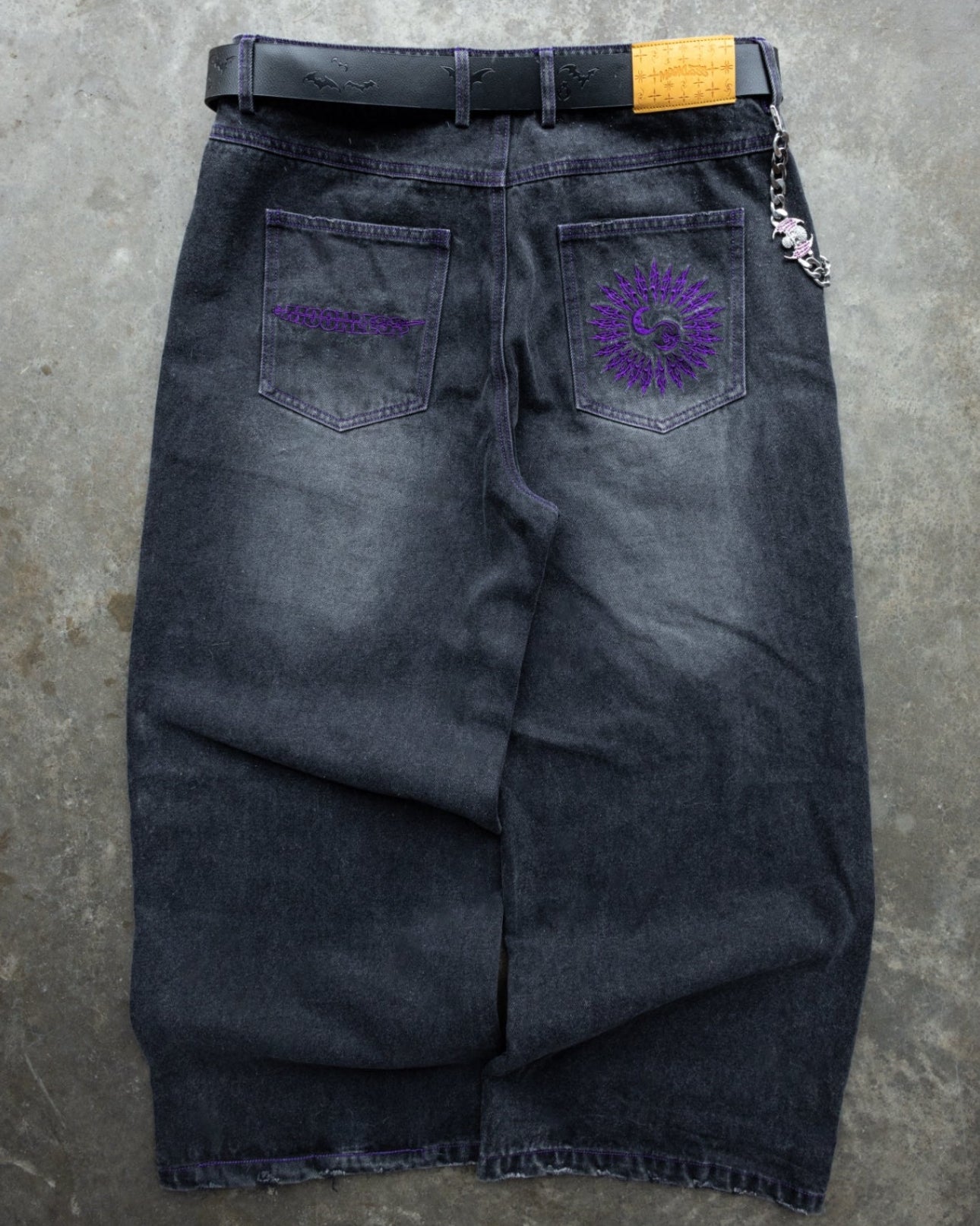 PURPLE - CONTRAST DENIM - Baggy Pants
