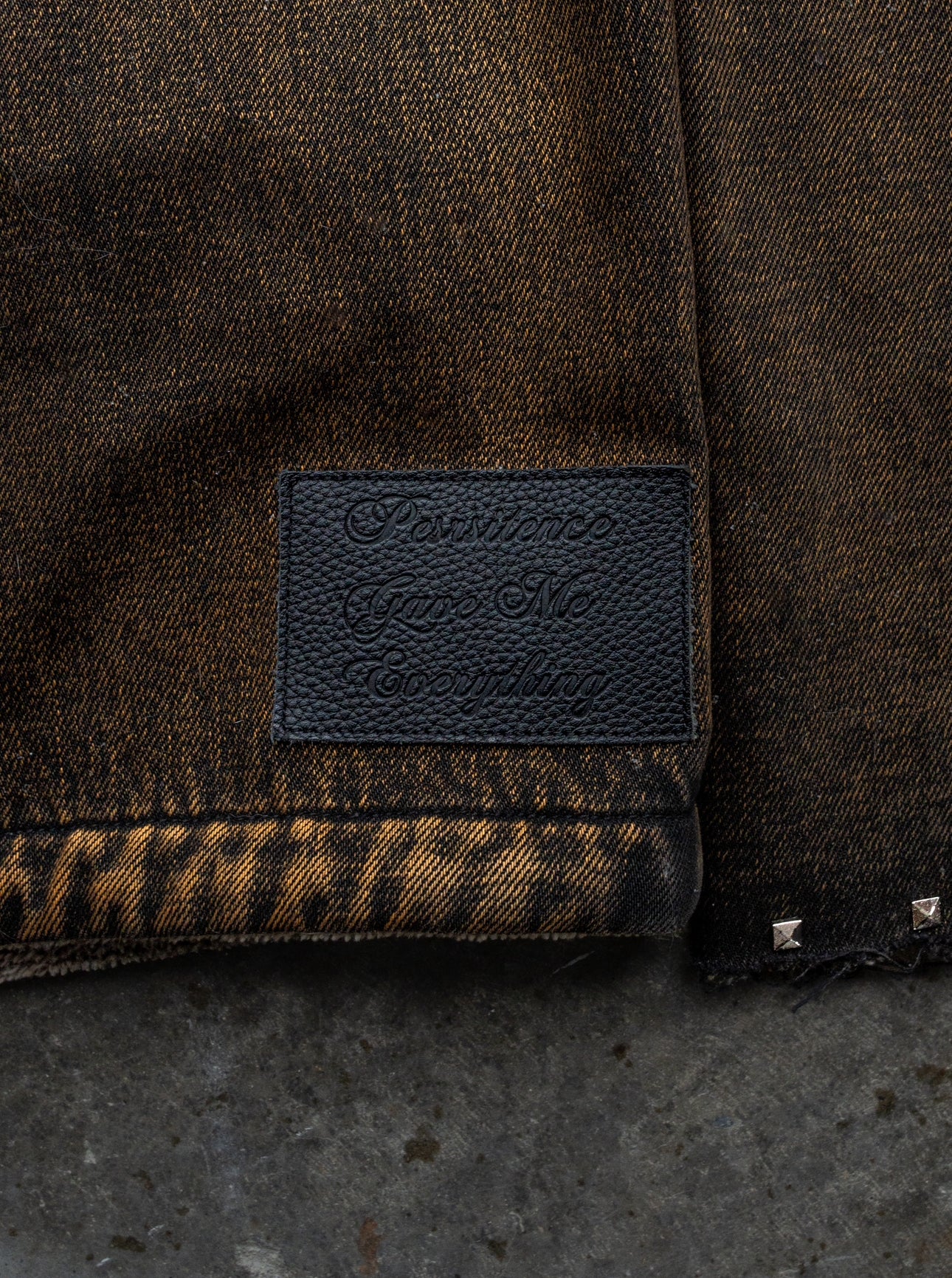 BROWN - SANS LUMIERE PERSISTANT - Studded Contrast Denim - Clip Jacket