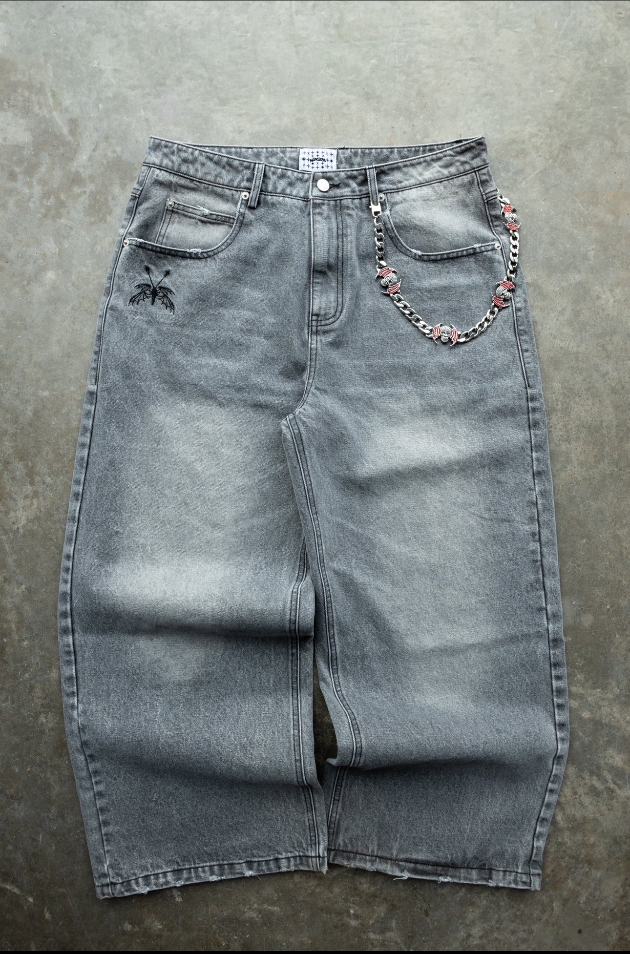 CONTRAST DENIM. Grey Baggy Pants