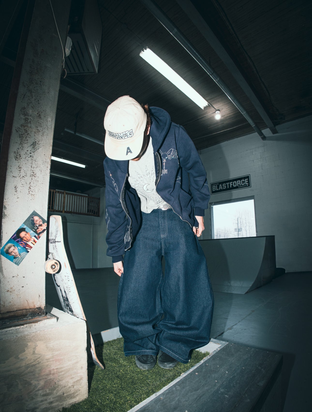 RAW NAVY STUDDED SIMPLE Baggy Jeans