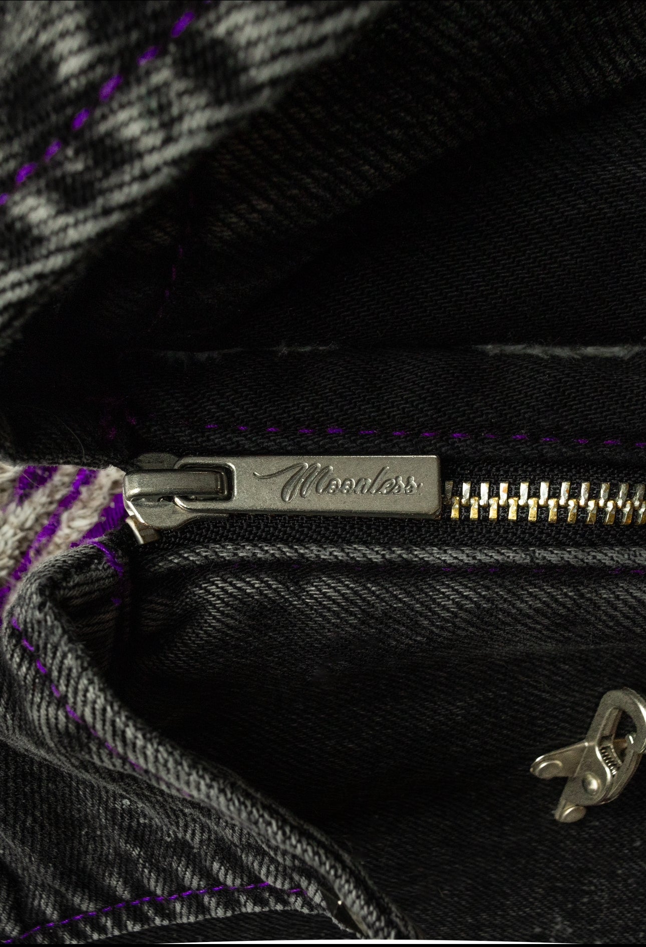 PURPLE - SANS LUMIERE PERSISTANT - Studded Contrast Denim - Clip Jacket