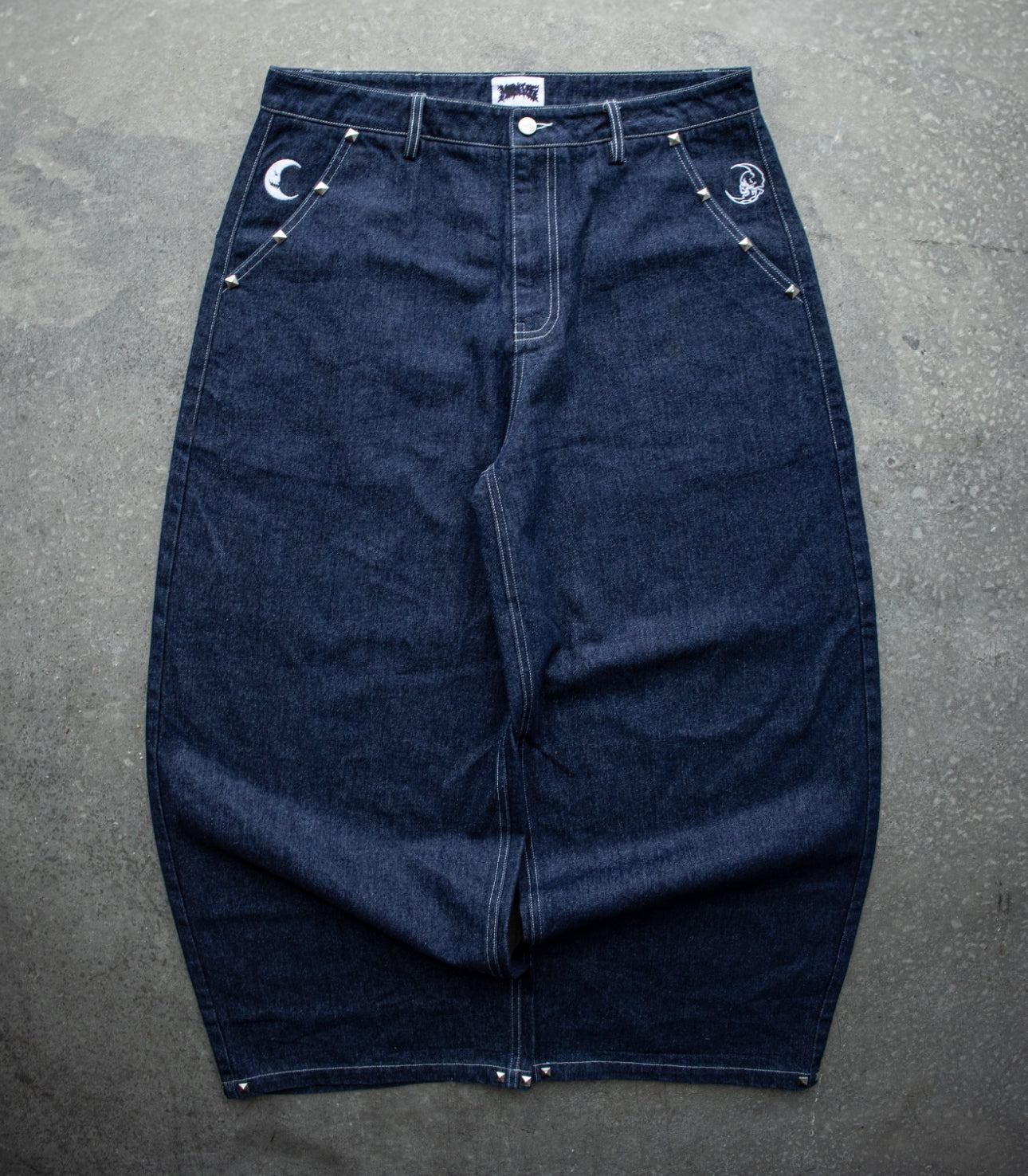 RAW NAVY STUDDED SIMPLE Baggy Jeans