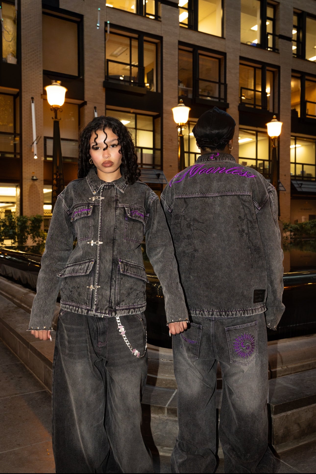 PURPLE - SANS LUMIERE PERSISTANT - Studded Contrast Denim - Clip Jacket