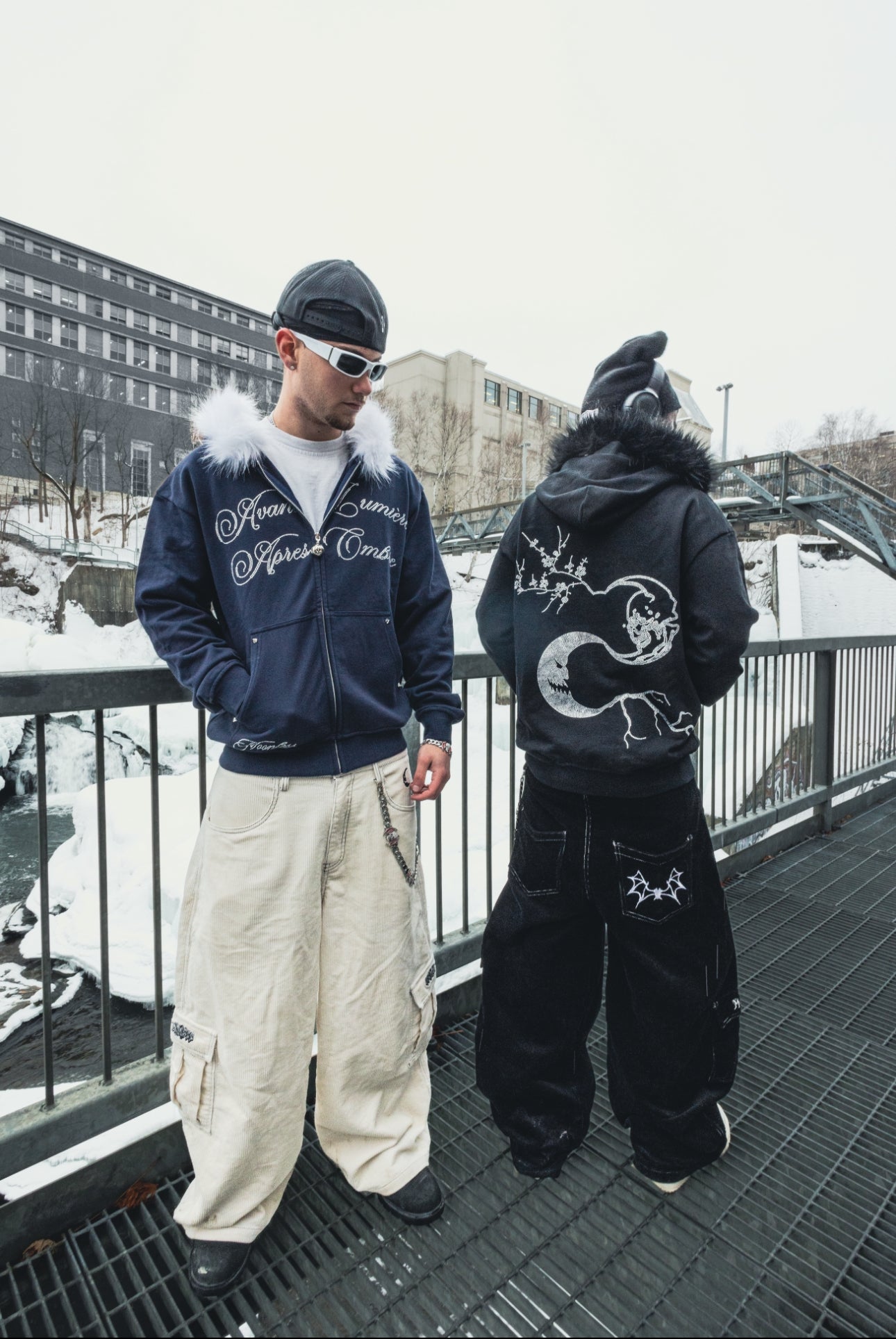 BEFORE LIGHT/AFTER SHADOW. Black Zip-Up/Detachable Black Fur