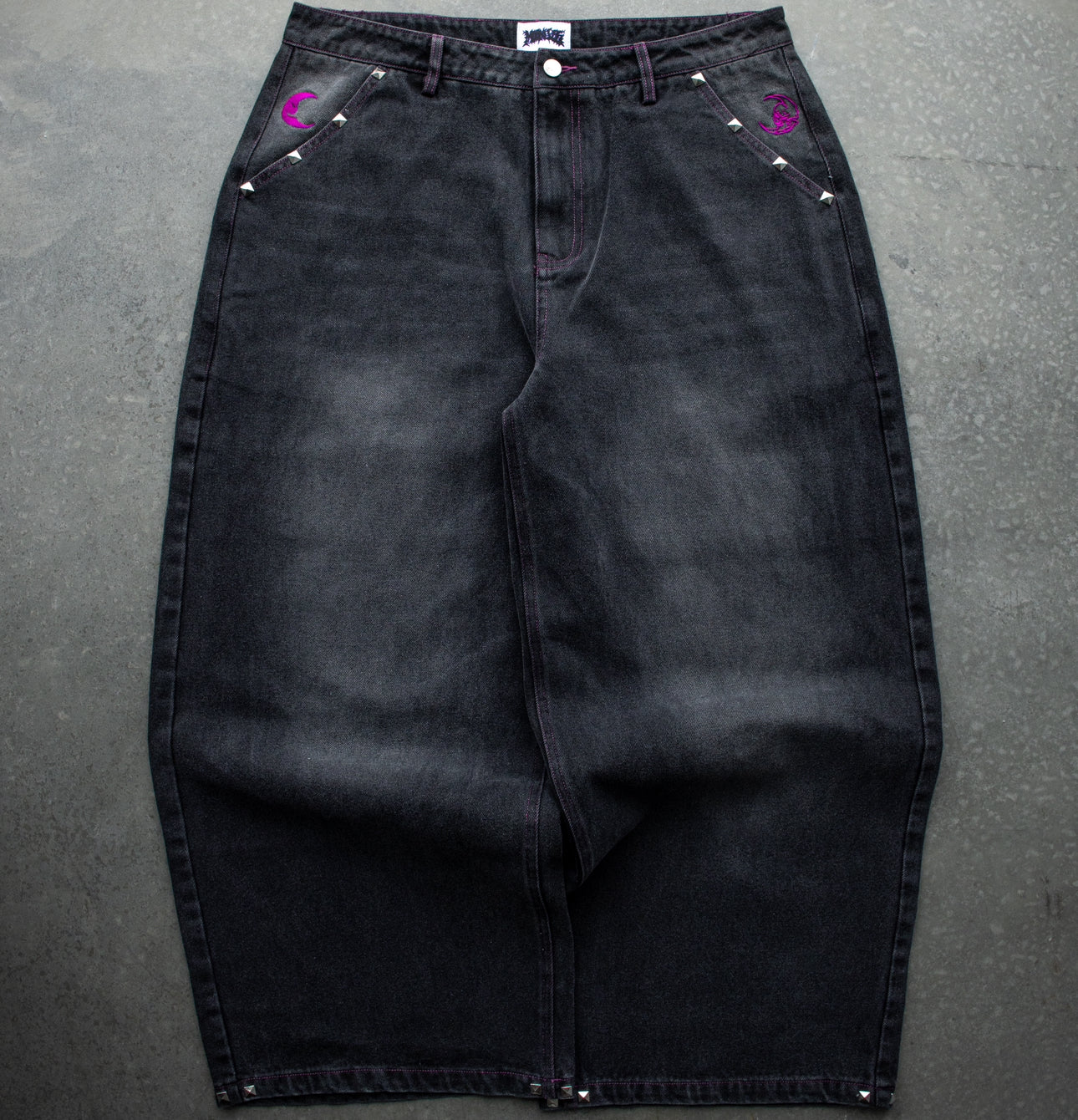 PURPLE STUDDED SIMPLE Baggy Jeans