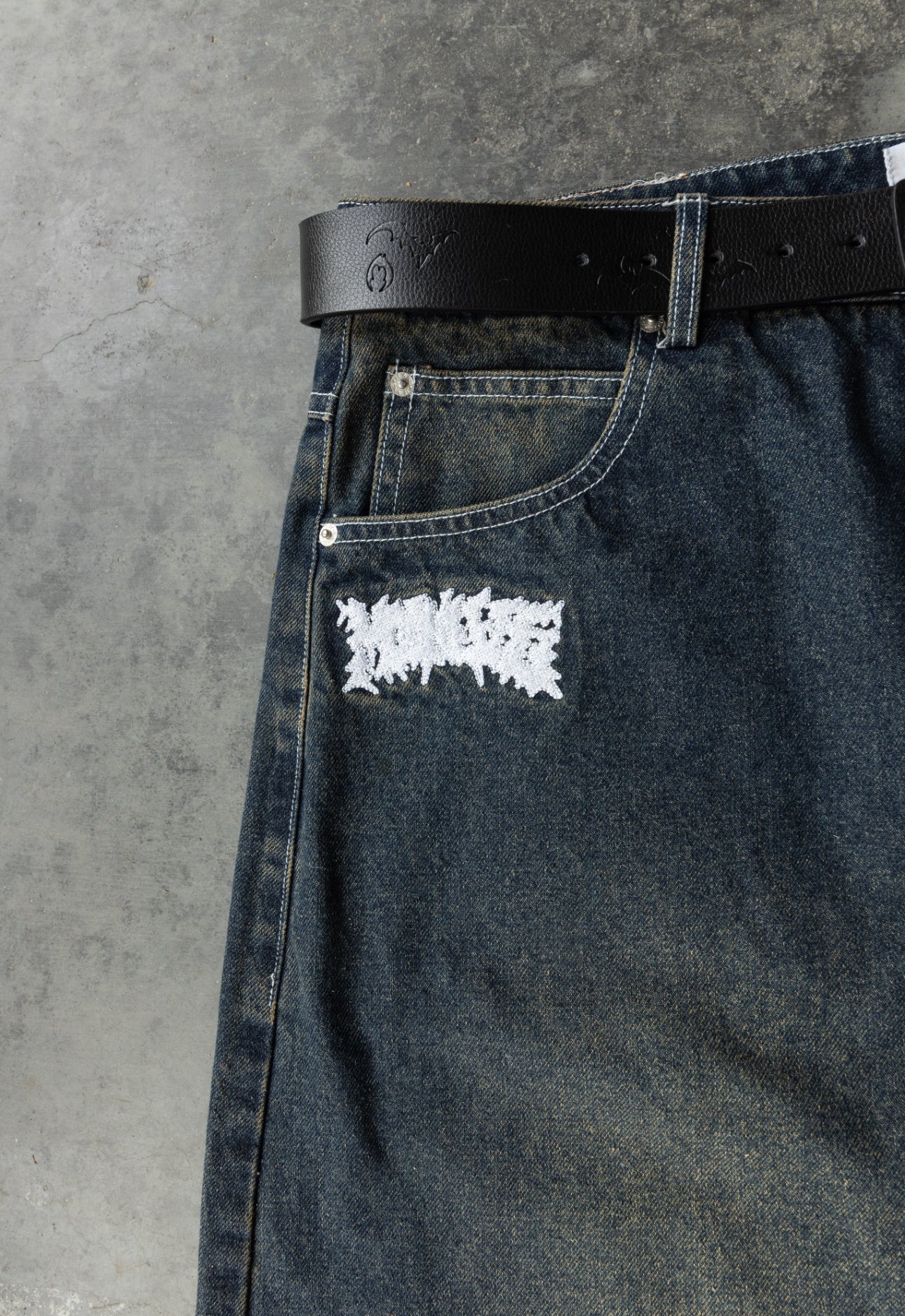 HAZE - Navy Mud Wash - Baggy Jeans