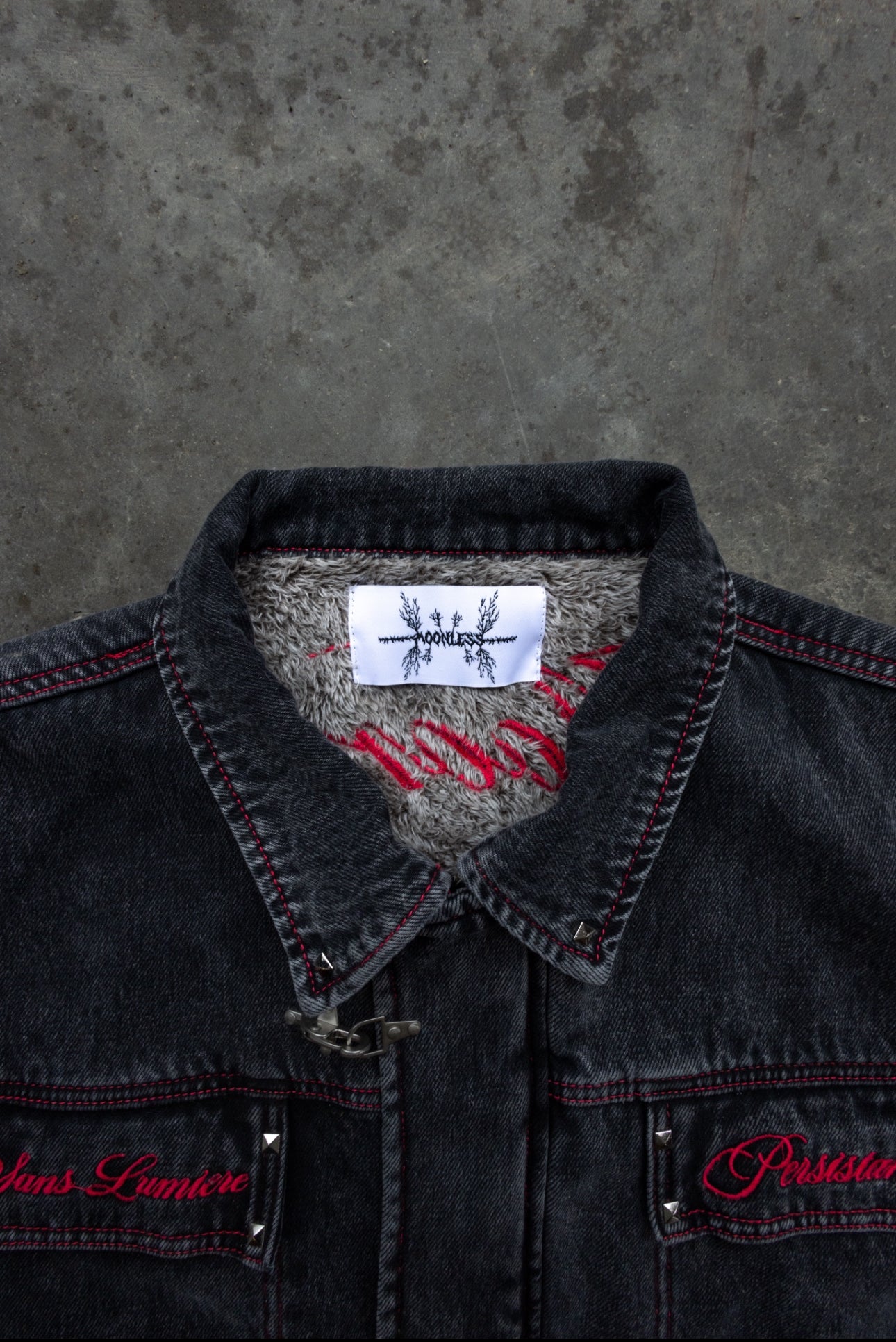 RED - SANS LUMIERE PERSISTANT - Studded Contrast Denim - Clip Jacket