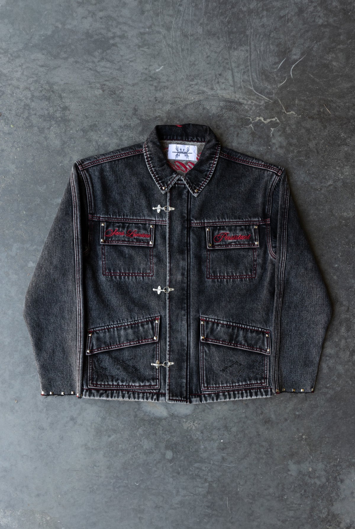 RED - SANS LUMIERE PERSISTANT - Studded Contrast Denim - Clip Jacket