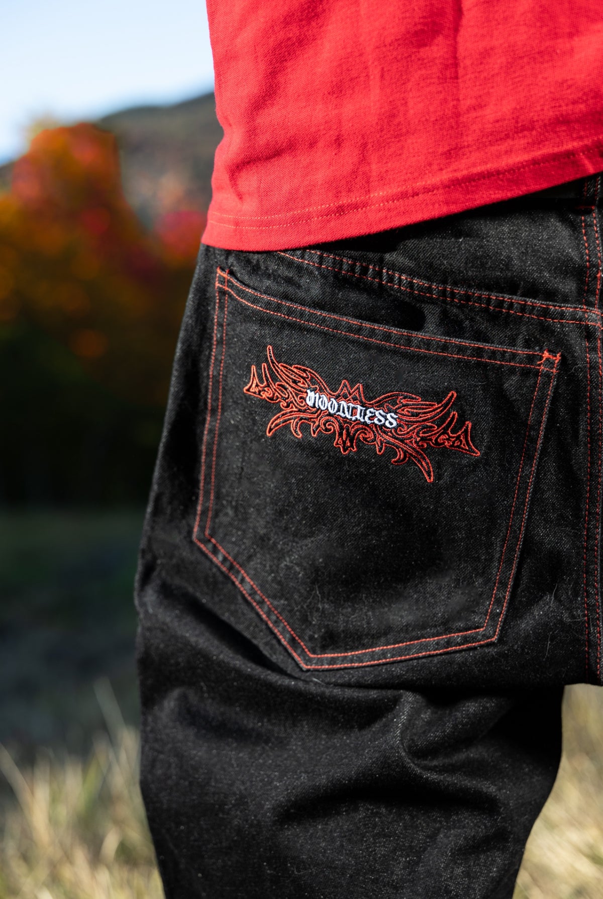 MINUTE - Red Raw Denim - Baggy Jeans
