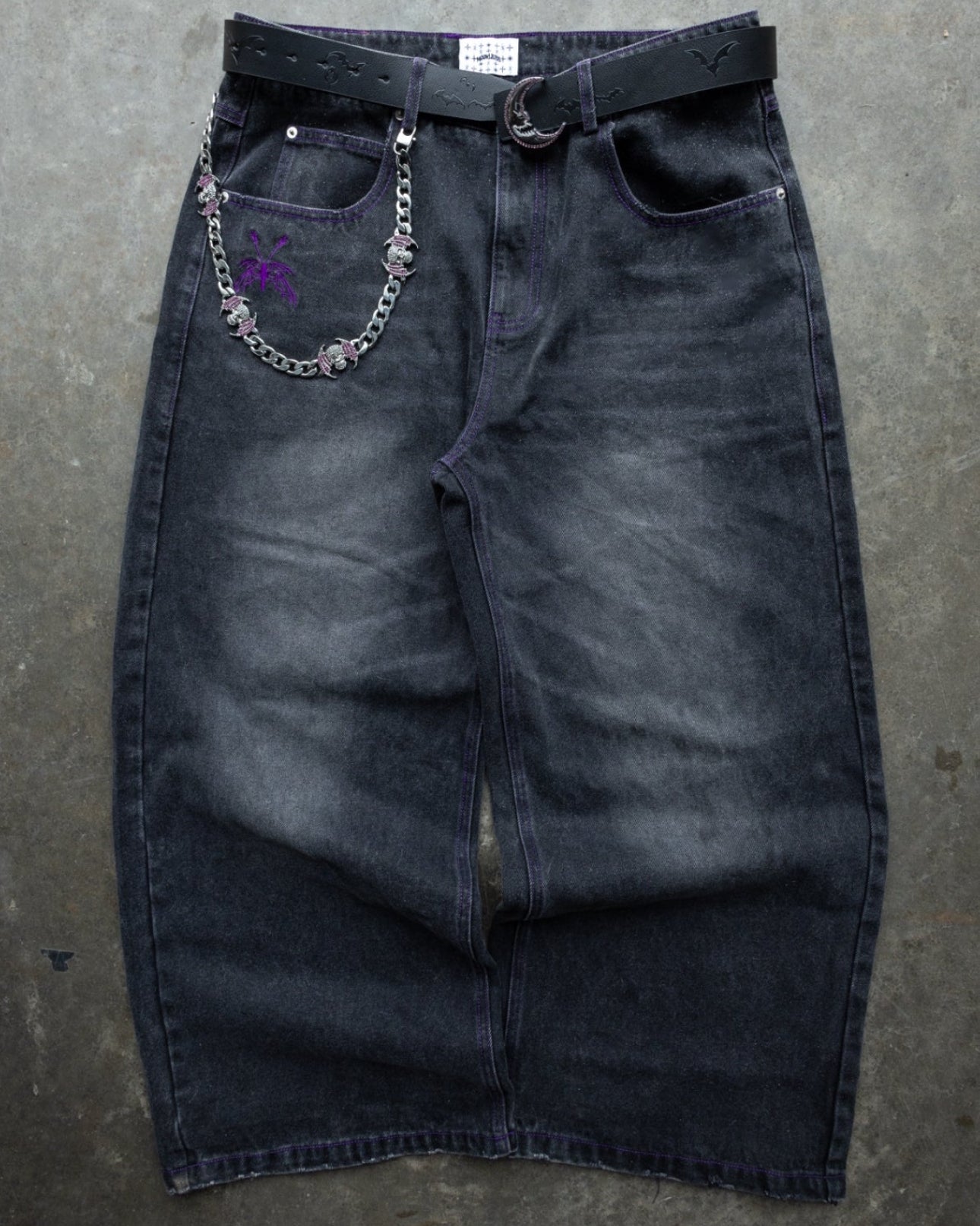 PURPLE - CONTRAST DENIM - Baggy Pants
