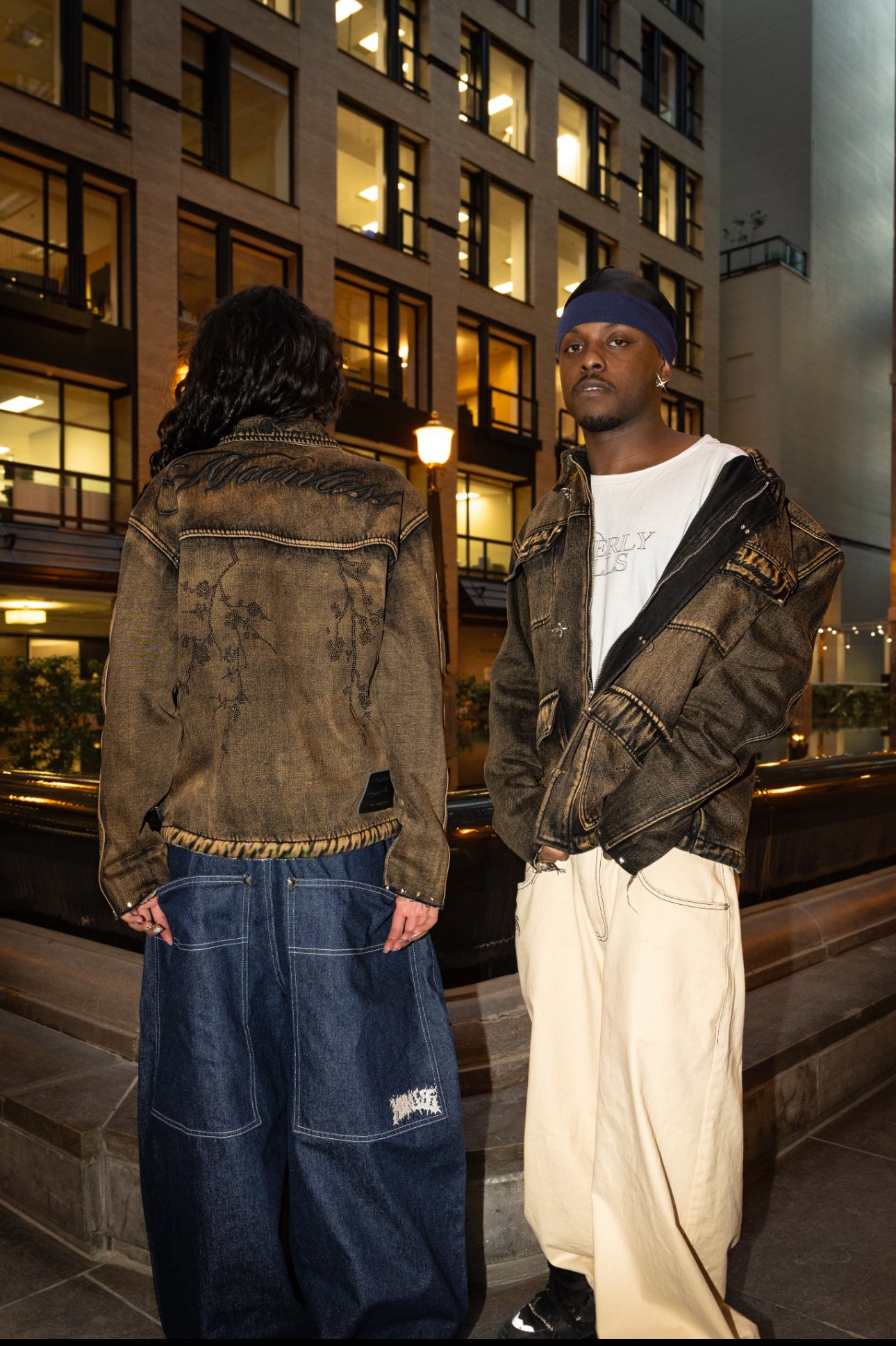 BROWN - SANS LUMIERE PERSISTANT - Studded Contrast Denim - Clip Jacket