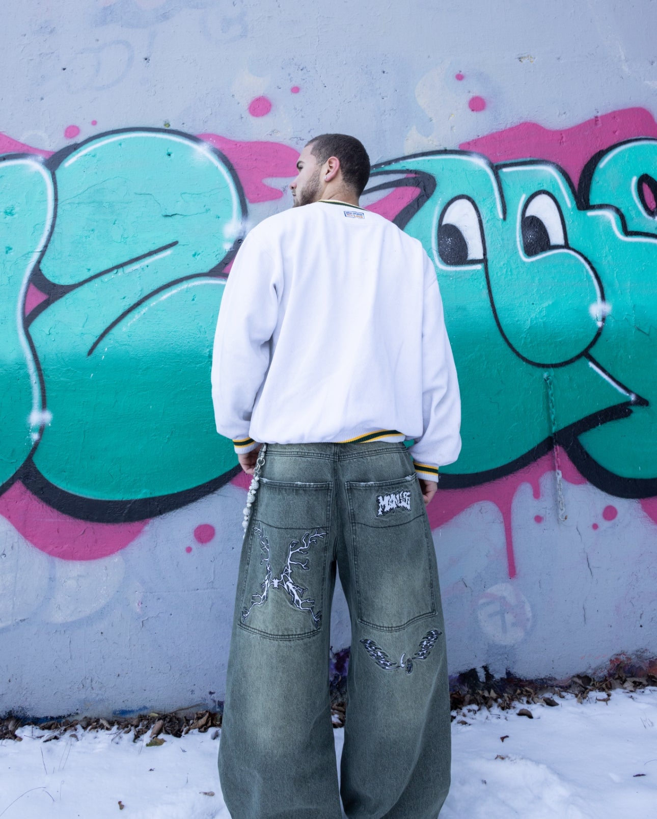 GREEN NEW WORLD WIDELEG Baggy jeans